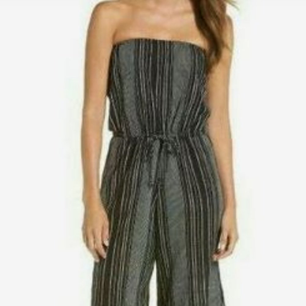 NWT Elan Wide Leg Cropped Strapless Jumpsuit Size Medium